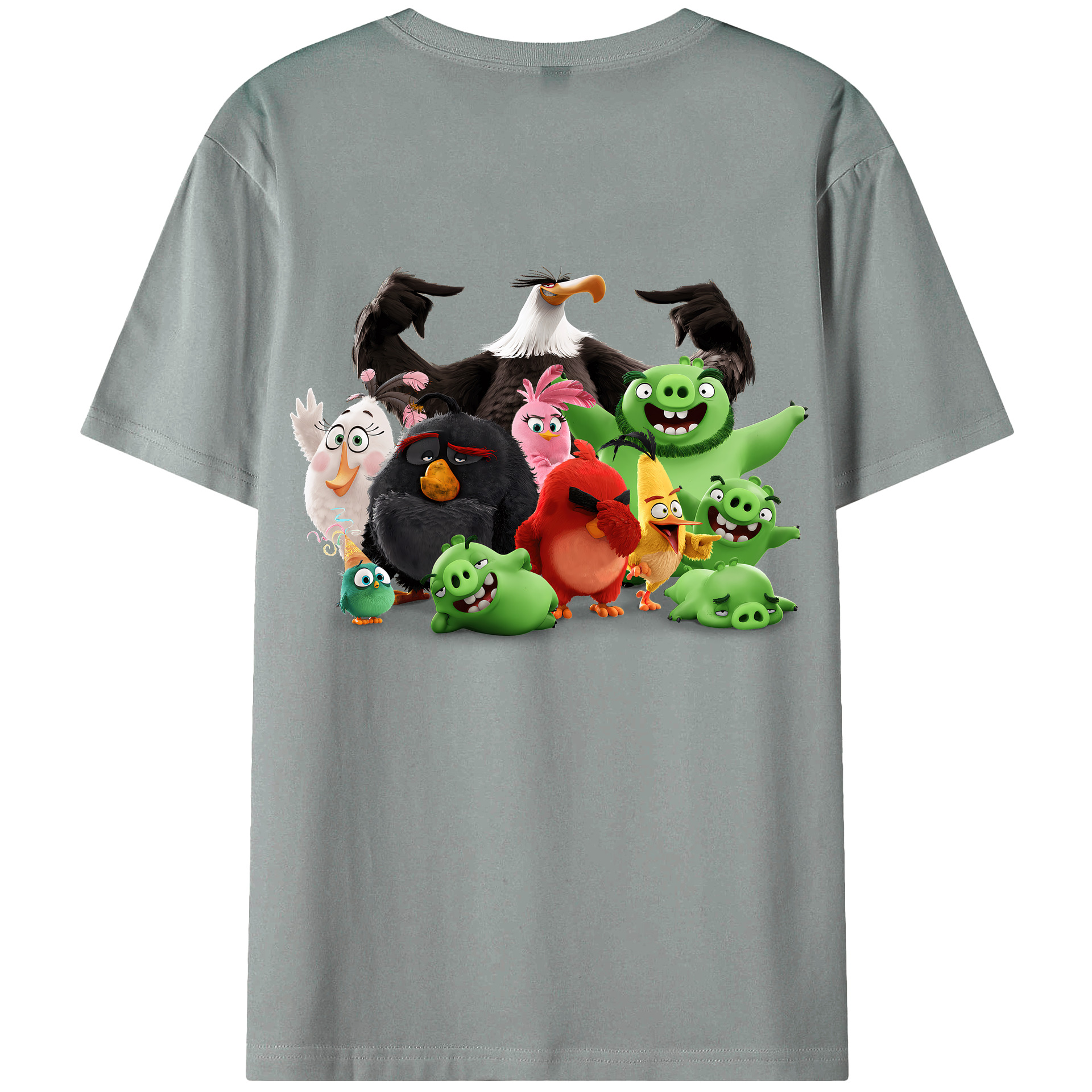 （画像用） Angry Birds アングリーバード 綿100％ メンズ半袖Tシャツ（バックプリント） 通気性